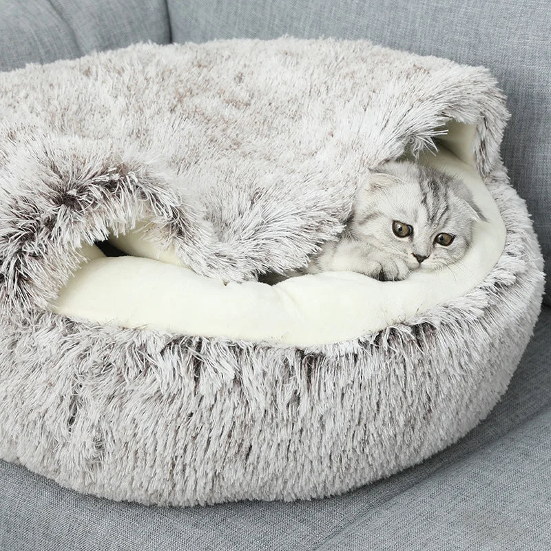 Cama de Pelúcia 2 em 1 para Gatos Infinity