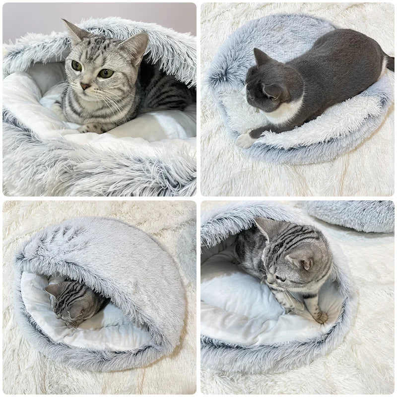 Cama de Pelúcia 2 em 1 para Gatos Infinity